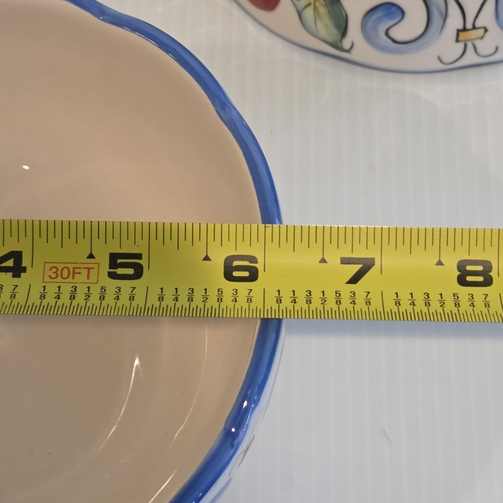 Fitz & Floyd Ricamo Scalloped Soup Salad Bowls Set of 3 Floral Vines 6.25in - Picture 14 of 15